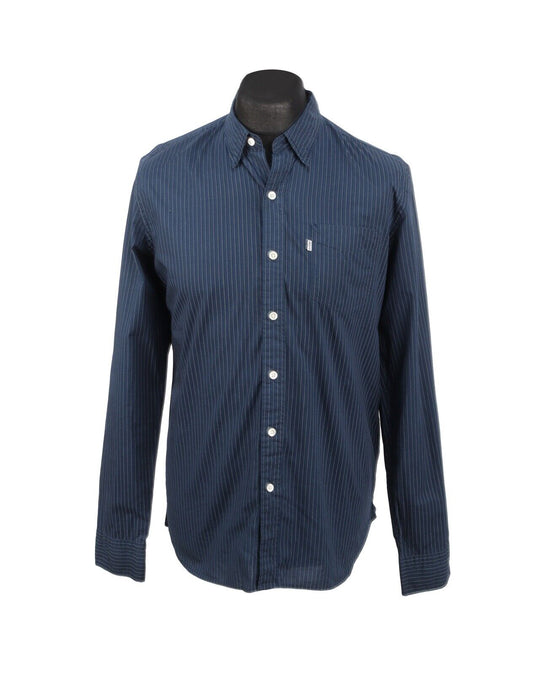 LEVI'S Shirt Navy Blue Striped Cotton Men's Size M