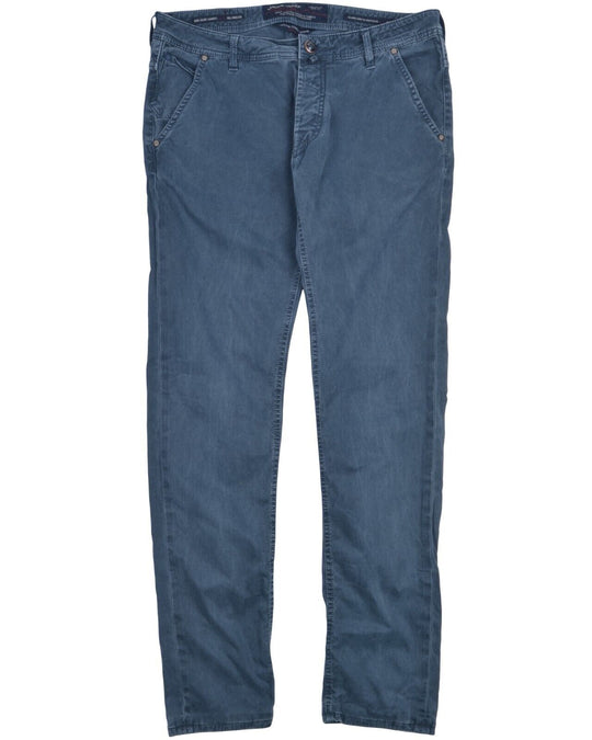 JACOB COHEN Chino Pants Navy Blue Cotton Men's Straight Leg Trousers Size 36
