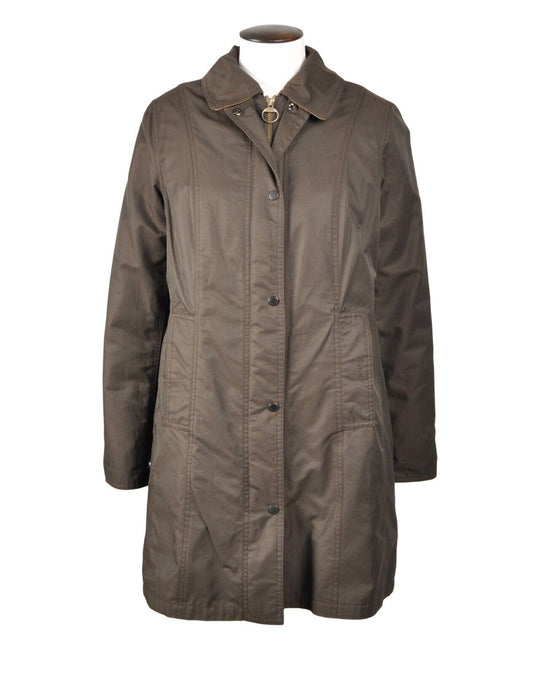 BARBOUR Twill Belsay Jacket Brown Waterproof Women's Coat Size 14 UK 10 US