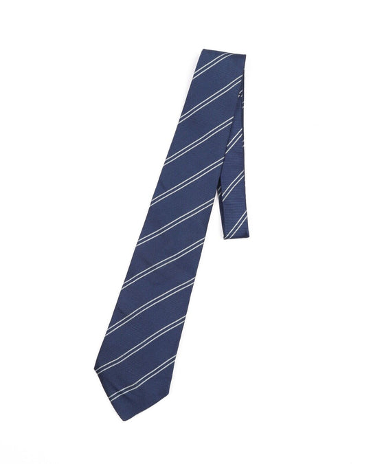 LUIGI BORRELLI Napoli Tie Blue Striped Silk Men's Woven Necktie