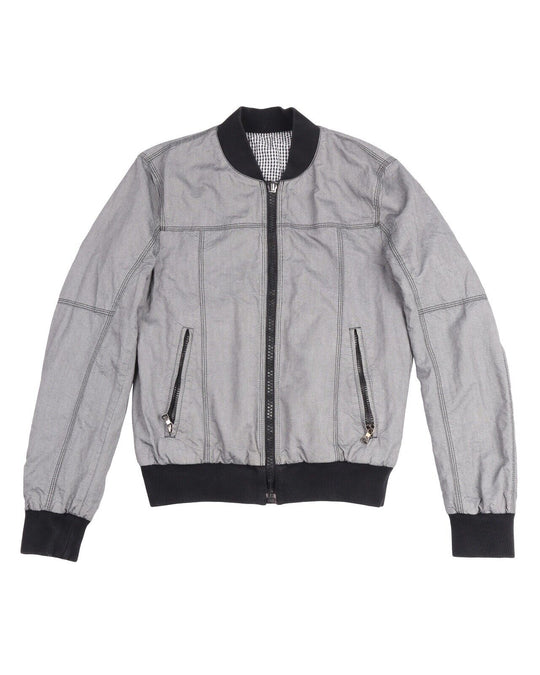 DOLCE & GABBANA Jacket  Cotton Reversible Checkered Bomber Men's Size 46