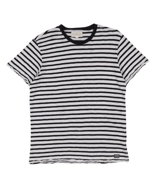 RALPH LAUREN T-Shirt Gray Black Stripes Cotton Men's Short Sleeve Tee Size L