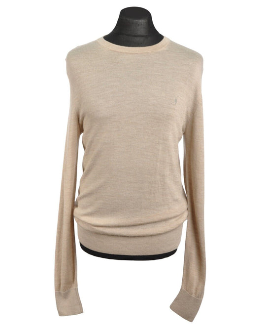 ALLSAINTS Jumper Merino Wool Beige Crew Neck Men's Sweater Size L