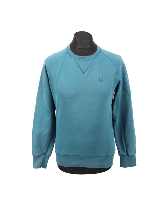 FRED PERRY Jumper  Dyed Blue Cotton Crew Neck Men's Size XS