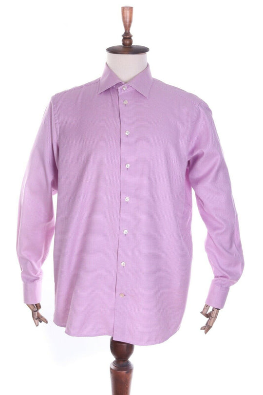 Men's ETON Contemporary Pink 100% Cotton LS Formal Shirt Size 44 / 17,5