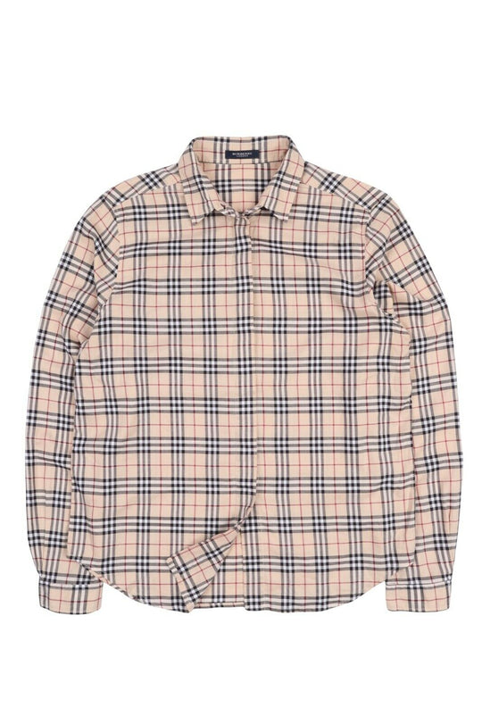 Women's BURBERRY London Beige Classic Nova Check Cotton Shirt Size 40 / L