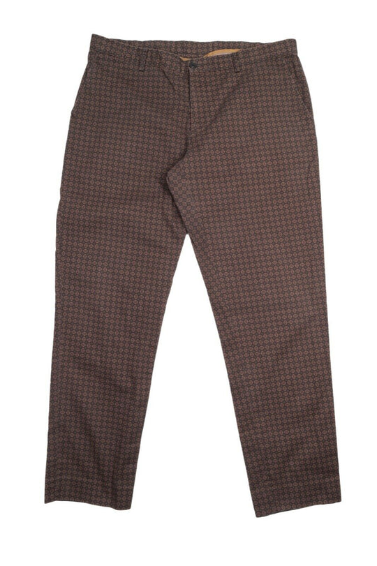 Men's ETRO Brown Pattern Cotton Trousers Chino Pants Size 54 / 36 Slim