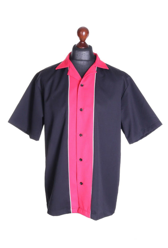 Men's CRUISIN USA Red Black Bowling Short Sleeve Shirt Size MD