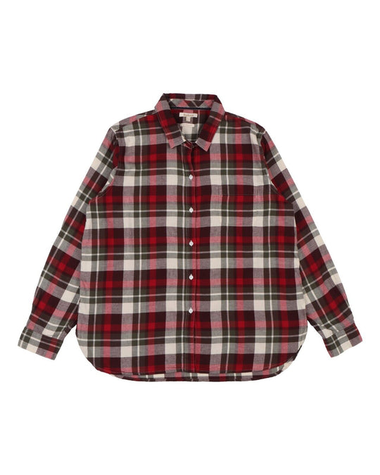BARBOUR Tartan Shirt Red White Check Cotton Women's Relaxed Fit Size 16UK / 12US