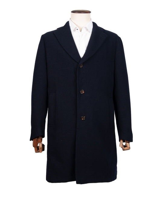 ETRO Milano Coat Navy Wool Men's Jacket Striped Lining Size 54 IT