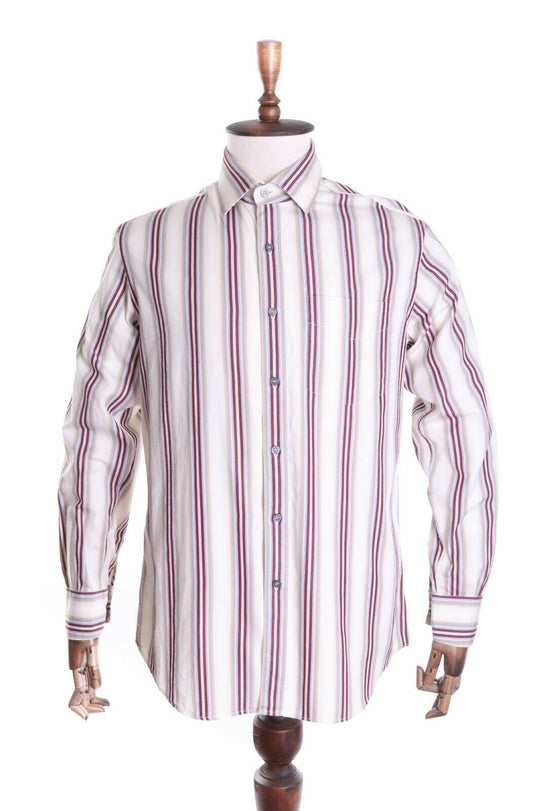 PAUL SMITH LONDON Ivory Striped 100% Cotton LS Shirt Size 41 / 16