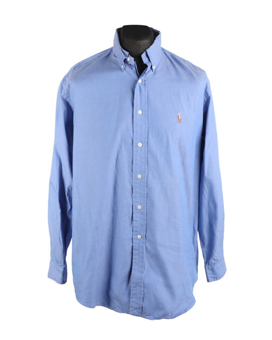 Men's POLO RALPH LAUREN Blue Yarmouth Oxford Cotton Shirt Size 16 / 33