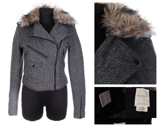 Women's DENIM & SUPPLY RALPH LAUREN Grey Wool Herringbone Short Coat Size s