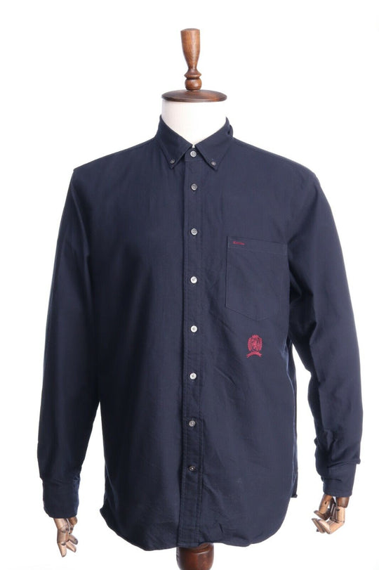 TOMMY HILFIGER Navy Blue Cotton Button-Down FA19 Shirt Size XL