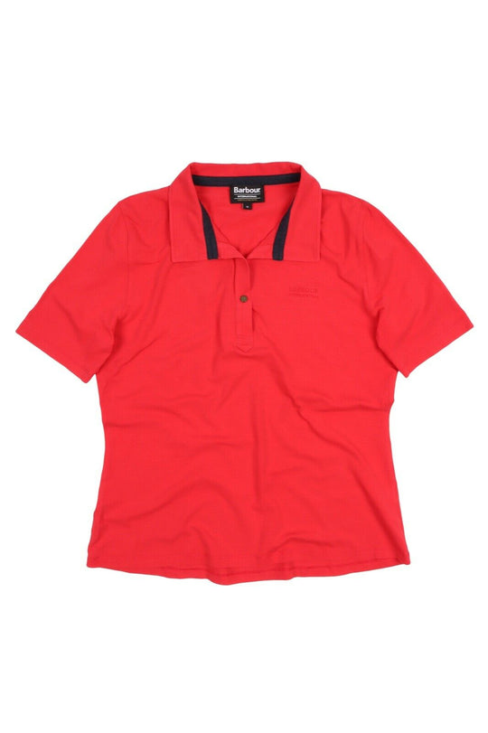 Women's BARBOUR International Red Short Sleeve Polo Shirt Size 16