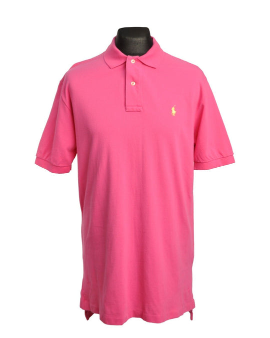 RALPH LAUREN Polo Shirt Pink Pique Cotton Men's Size L
