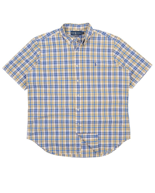 Men's RALPH LAUREN Blue Check Cotton Shirt Size L