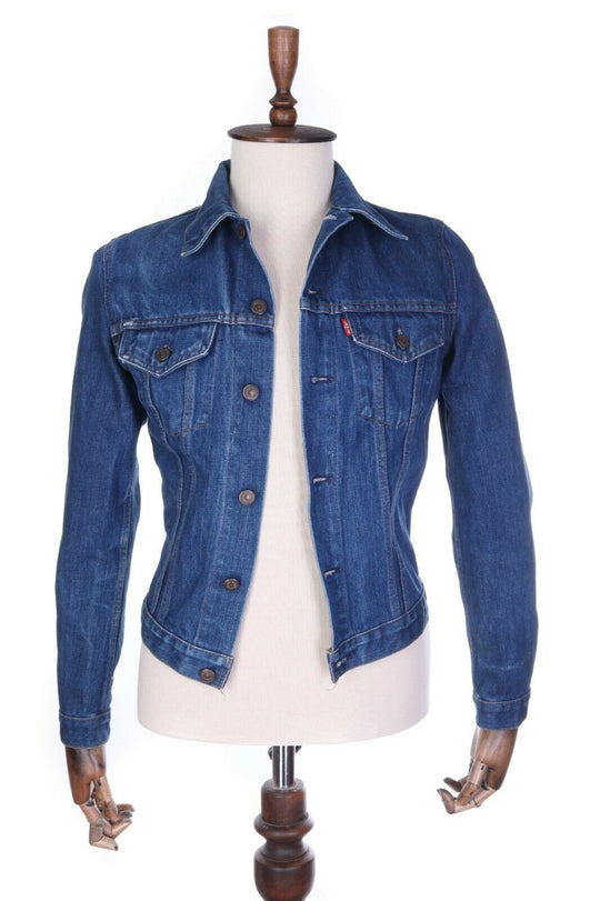 Men's Vintage LEVI's Navy Blue Denim Cotton Short Type 3 Trucker Jacket Size s