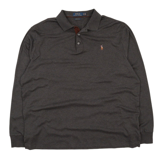 Men's POLO RALPH LAUREN Grey Long Sleeve Polo Neck Jumper Size XL
