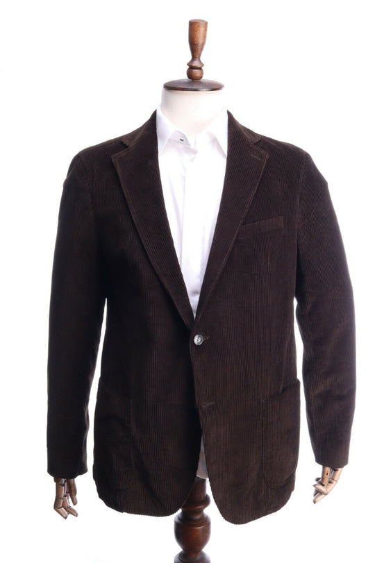STRELLSON Brown Cotton Slim Fit Velvet Blazer Jacket Sport Coat Size 54