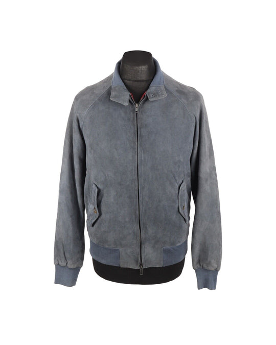 BARACUTA Jacket Blue Suede Leather Men's Harington Size S / 38