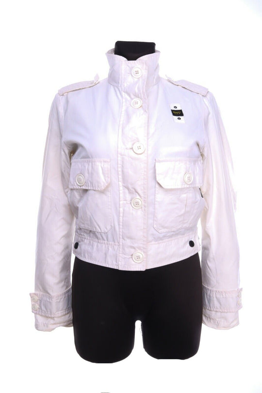 BLAUER USA White Epaulette Multipocket Military Short Jacket Size S