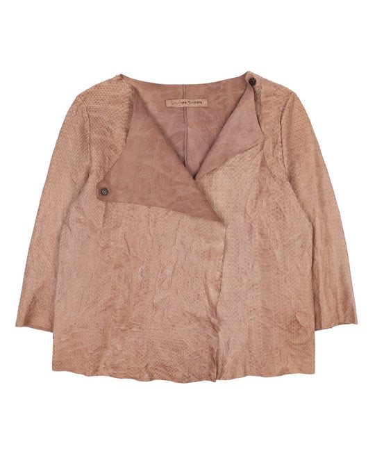 Women's SALVATORE SANTORO Brown Suede Leather Snake Cape Jacket Size 44 IT