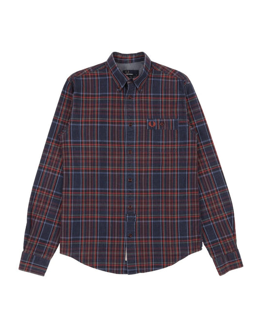 FRED PERRY Shirt Multicolor Check Cotton Men's Button Down Size S