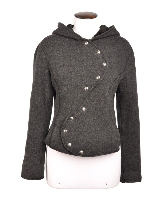 EMPORIO ARMANI Jacket Wool Grey Hooded Women's Coat Size 42 IT