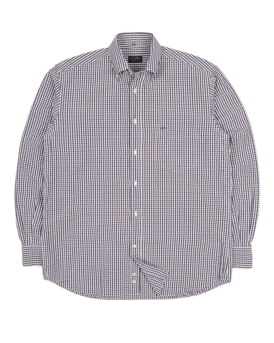 Men's PAUL & SHARK Blue Check Cotton Shirt Size 40 / M