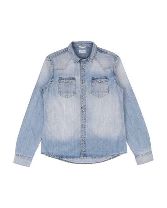 ALLSAINTS Shirt Blue Washed Denim Cotton Men's Slim Fit Size M