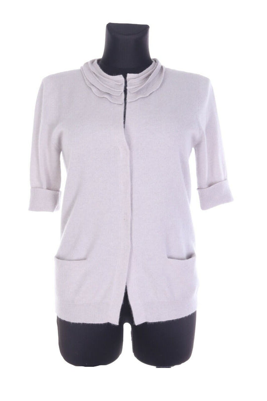 BRUNELLO CUCINELLI Light Grey 100% Cashmere Short Sleeve Sweater Size L