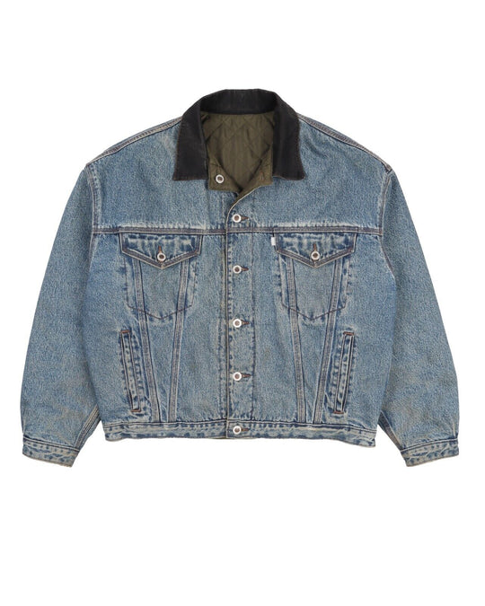 VINTAGE LEVI'S Silver Tab Trucker Jacket Denim Jeans Reversible Quilted Size M