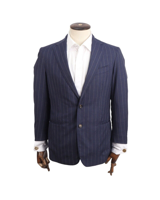 STYLE LATINO Blazer Wool Blue Striped Men's Sport Coat Size 48 IT