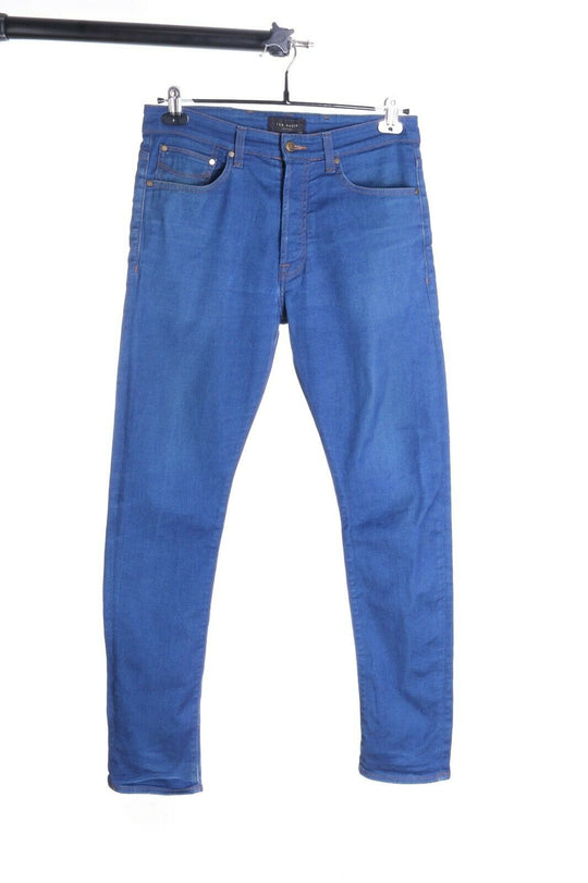 Men's TED BAKER LONDON Blue Cotton Blend Tapered Denim Jeans Size 30 R