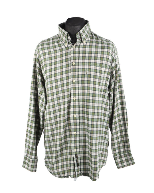 BARBOUR Tartans Shirt Green Check Cotton Men's Custom Fit Size XXL