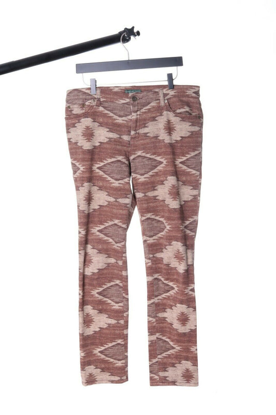 Women's RALPH LAUREN Brown Cotton Denim Stretch Patterned Jeans Size 10