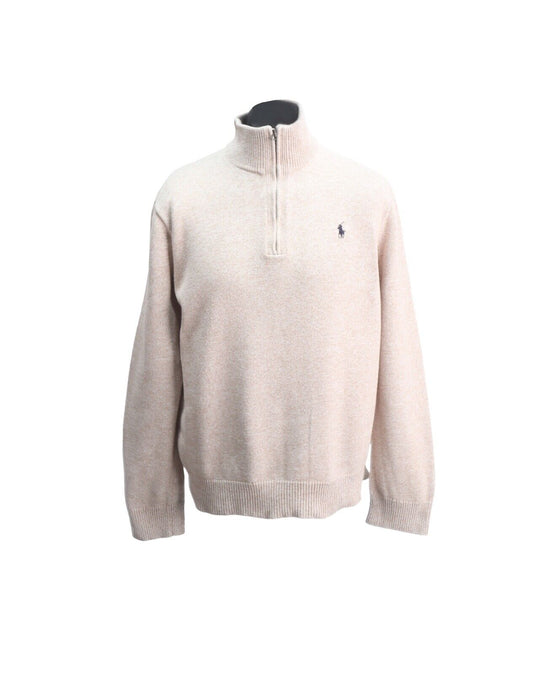 Polo RALPH LAUREN Jumper Zip Neck Beige Cotton Men's Size XL
