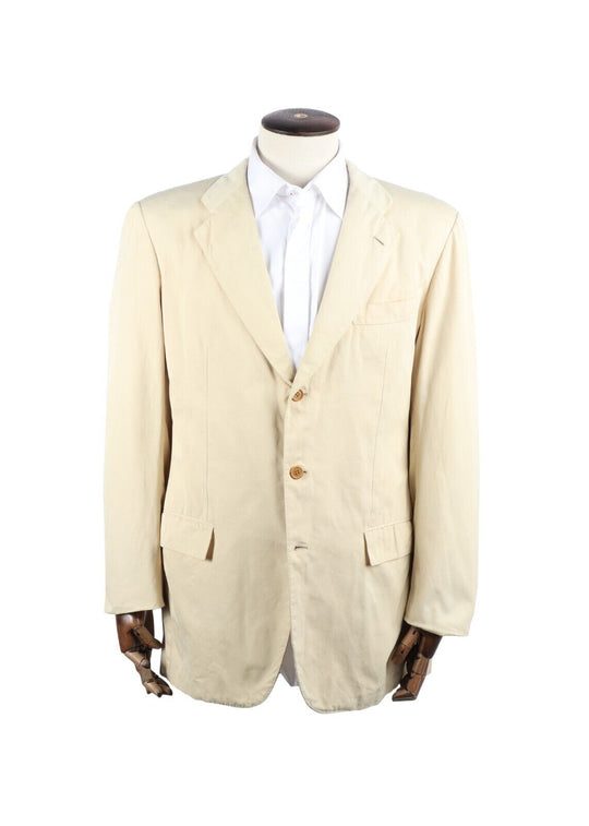 KITON Napoli Jacket Pale Yellow Cotton Mens Blazer Size 52 IT