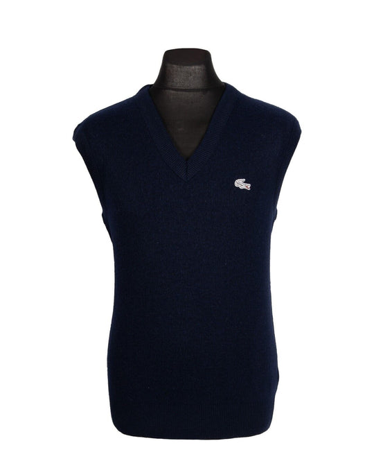LACOSTE Waistcoat Navy Blue Wool Blend Mens Vest Size 3 / M