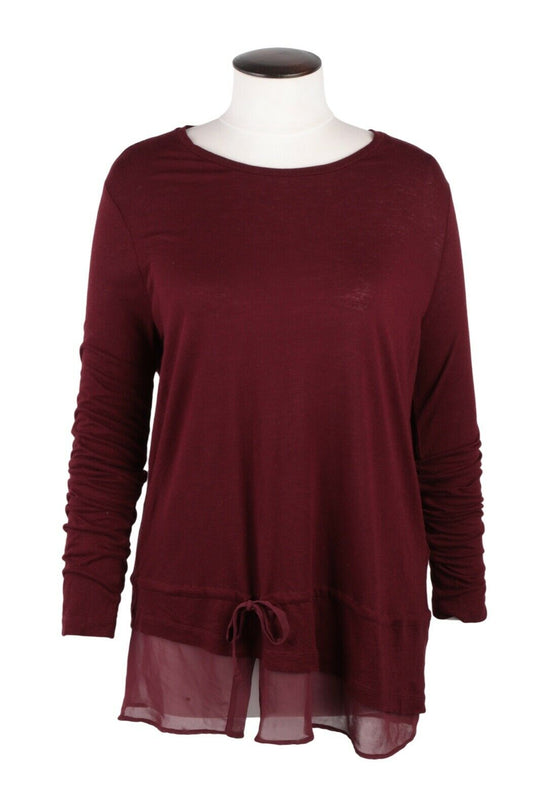 Women's ALLSAINTS Adria Tee Maroon Viscose Blouse Top LS T-Shirt Size L