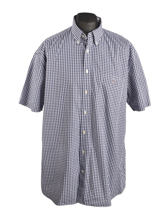 Men's GANT Blue The Gingham Check Cotton Short Sleeve Shirt Size XL
