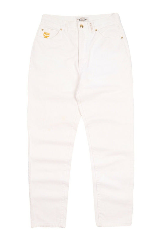 Women's Vintage MCM White Cotton Stretch Denim Breeches Capri Jeans Size 31