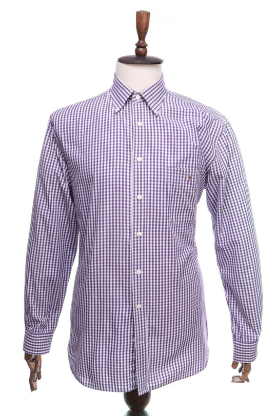 Vintage GANT Purple Cotton The Gingham Regular Fit Shirt Size L