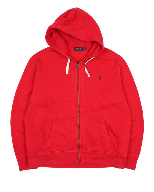 POLO RALPH LAUREN Hoodie Red Cotton Full Zip Jumper Men's Size XL