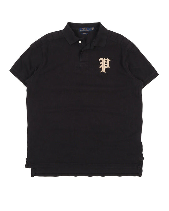 Men's POLO RALPH LAUREN Black Pique Cotton Big Logo Polo Shirt Size L