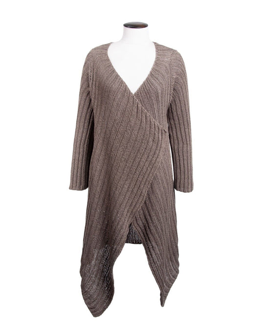 ANETTE GORTZ Cape Asymmetrical Gray Long Sleeve Knit Cardigan Women's Size XL