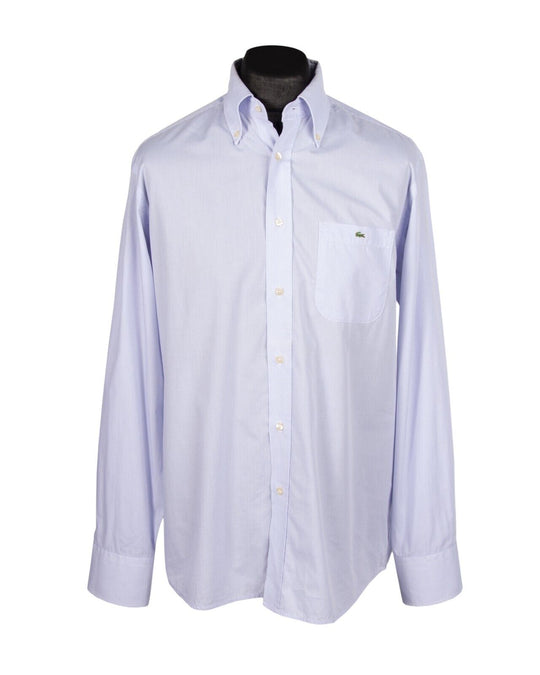 LACOSTE Shirt Lavender Check Cotton Men's Button Down Size 42