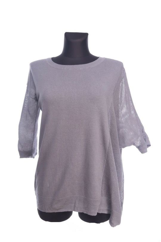 ALL SAINTS Grey Linen Cotton 1/2 Sleeve Cast Jumper Size M