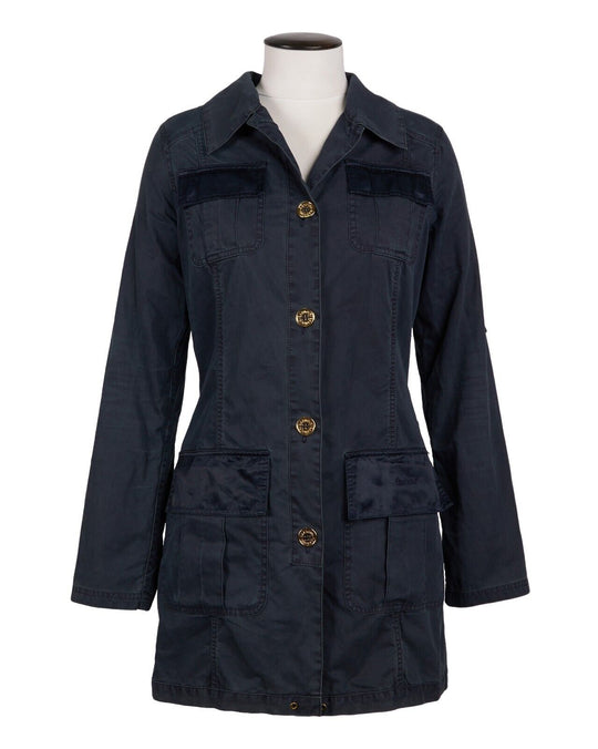 BARBOUR Safari Jacket Navy Blue Cotton Womens Coat Size 8 US 12 UK